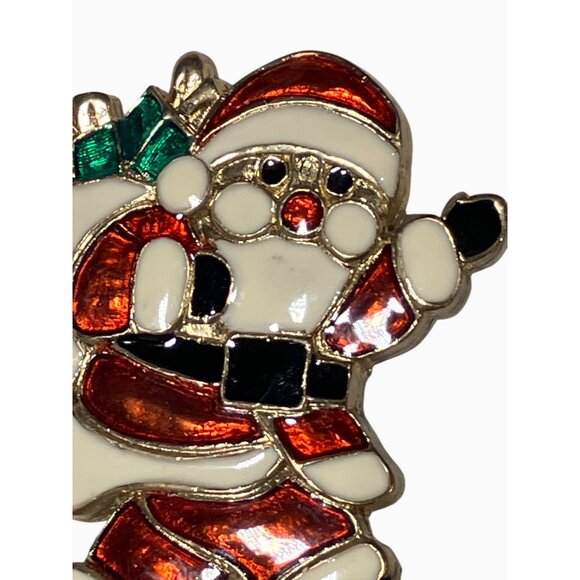 Santa Claus Enamel Vintage Brooch Pin - Picture 2 of 5